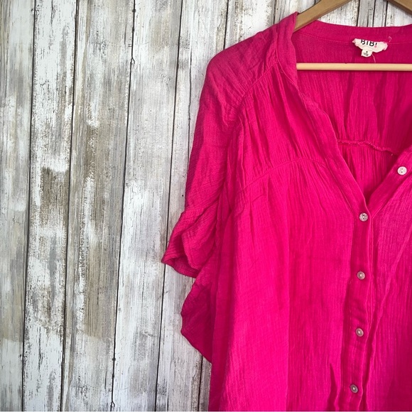 Bibi Pink Oversized Button Blouse - Picture 3 of 5